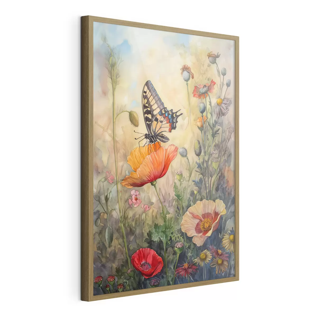 Poster Campo de amapolas y mariposas f38520
