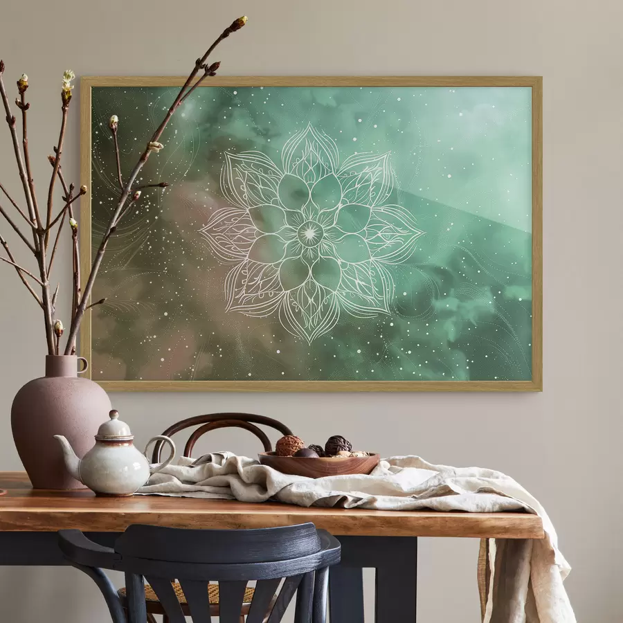 murales de pared Mandala de calma verde f38530