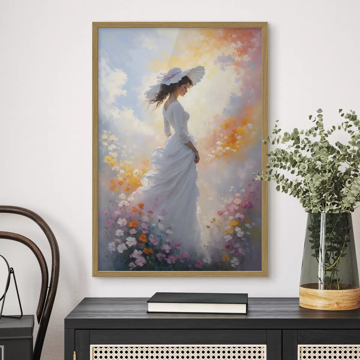 Poster chica en flores f38570