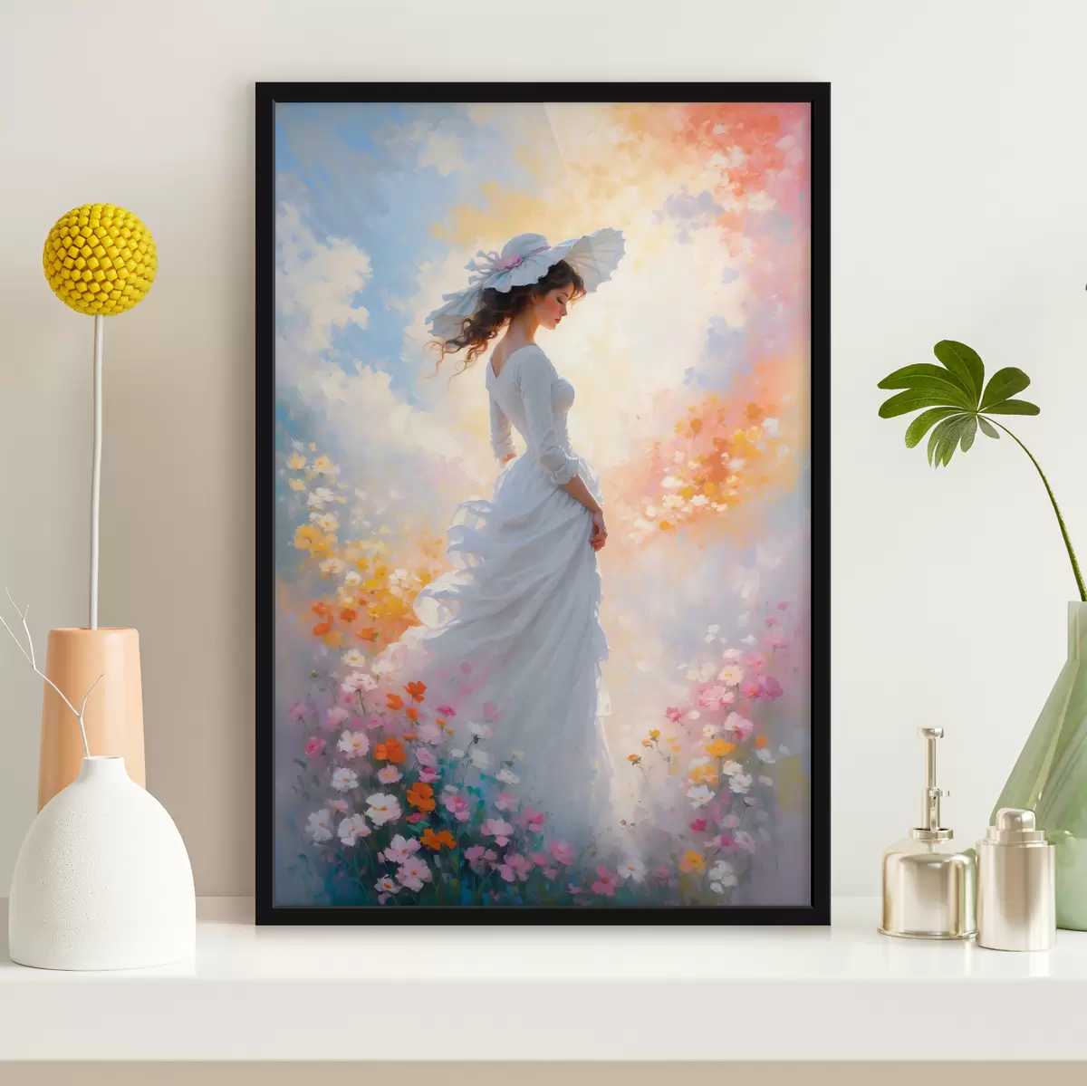 Poster chica en flores f38570