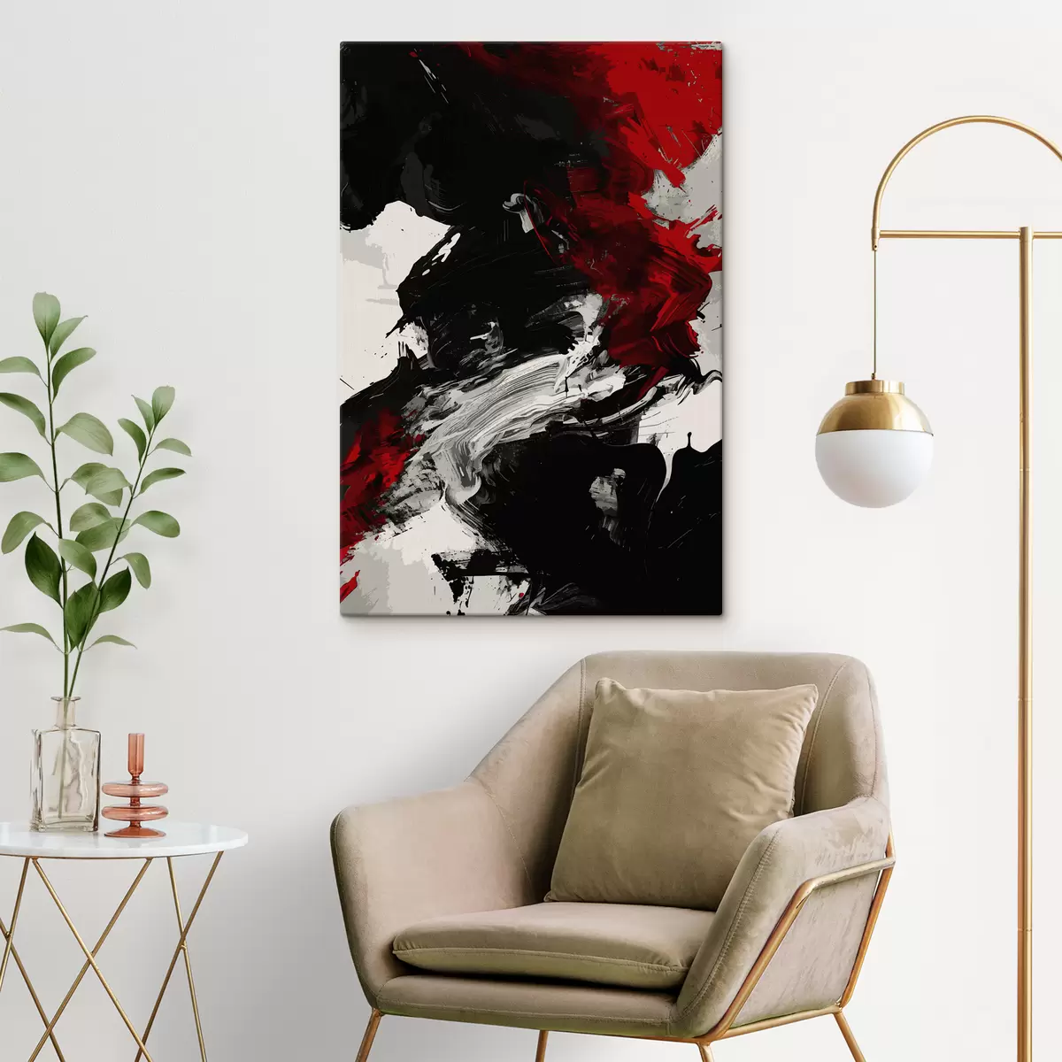 murales de pared Abstracción negra y roja s38550