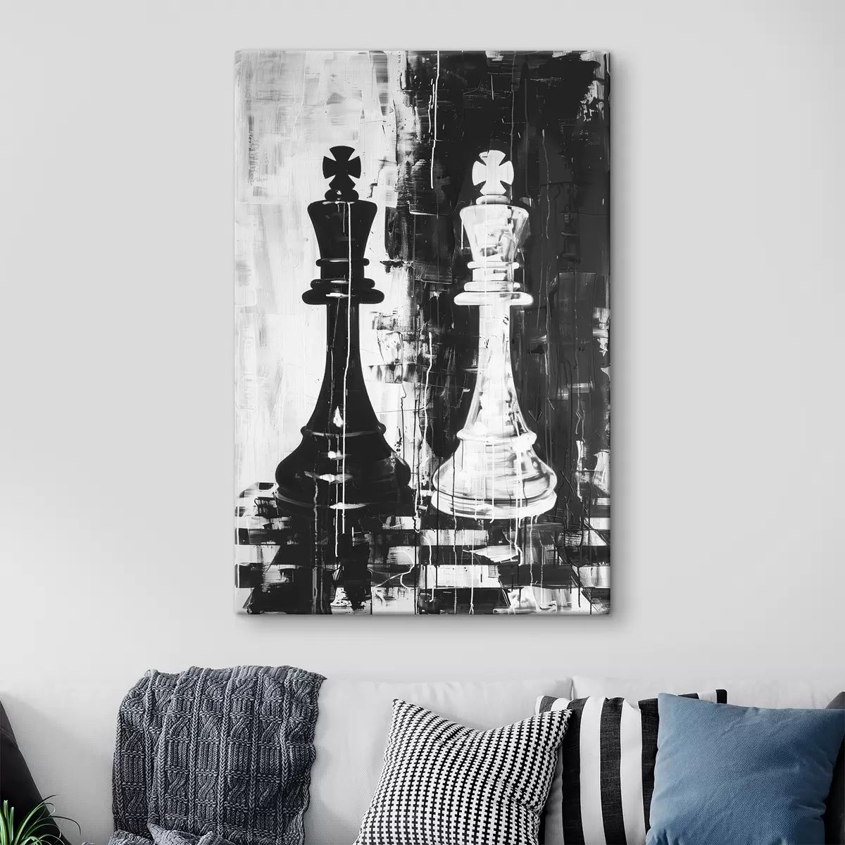 murales de pared Pieza de ajedrez en color blanco y negro. s38642