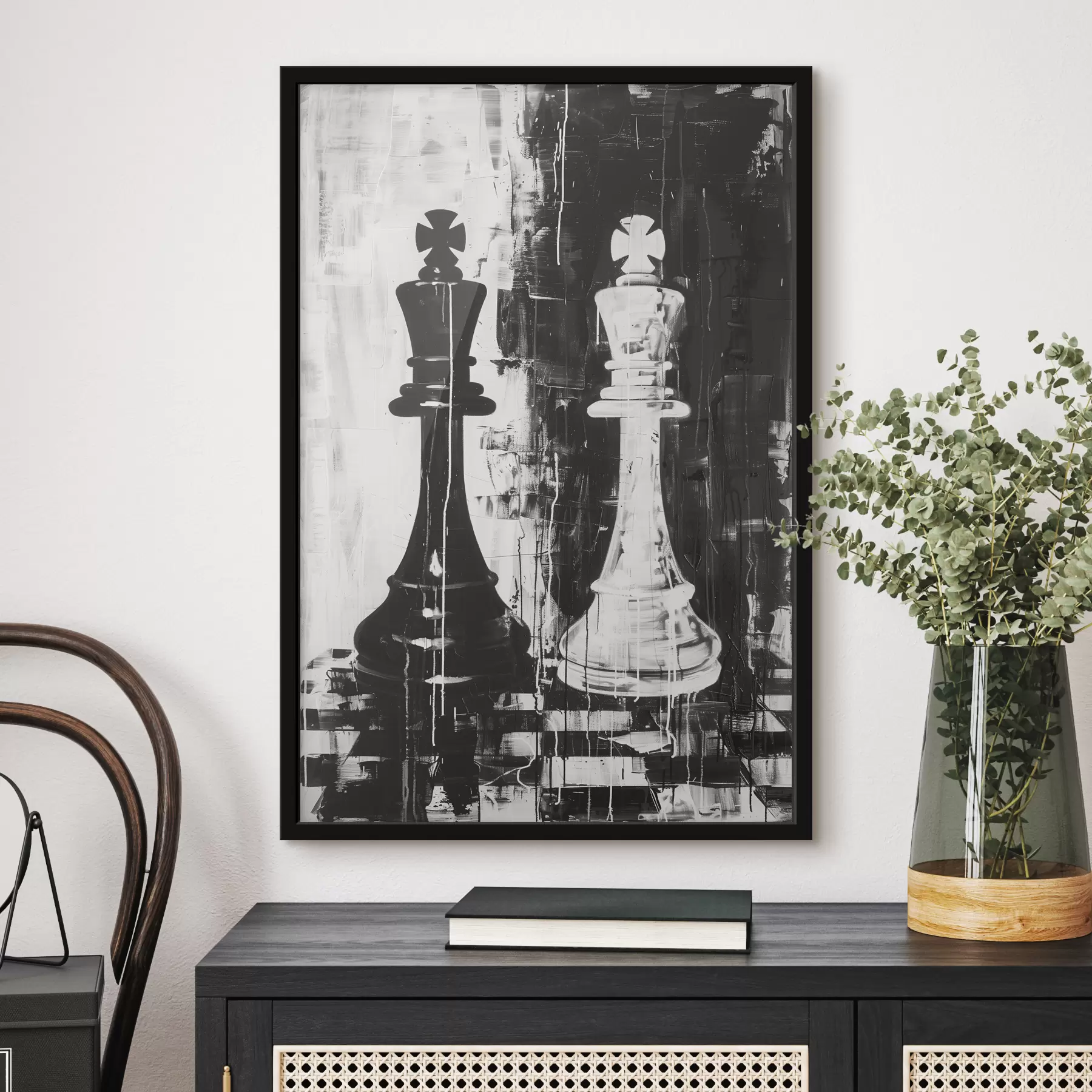 murales de pared Pieza de ajedrez en color blanco y negro. f38642