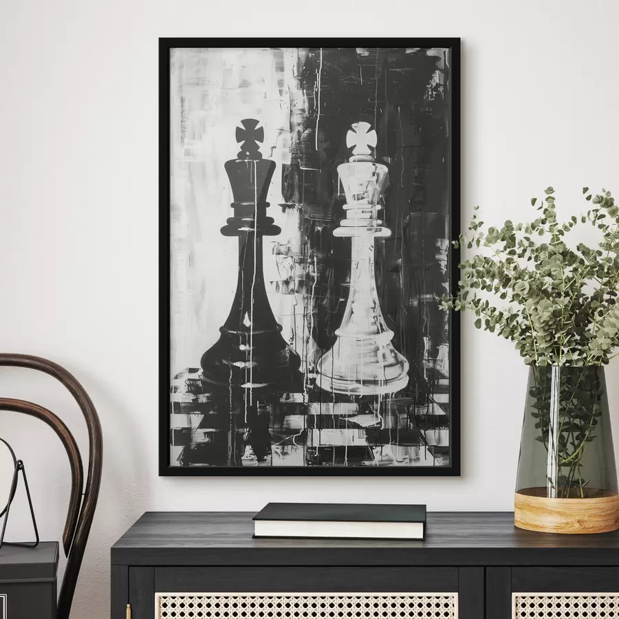 murales de pared Pieza de ajedrez en color blanco y negro. f38642