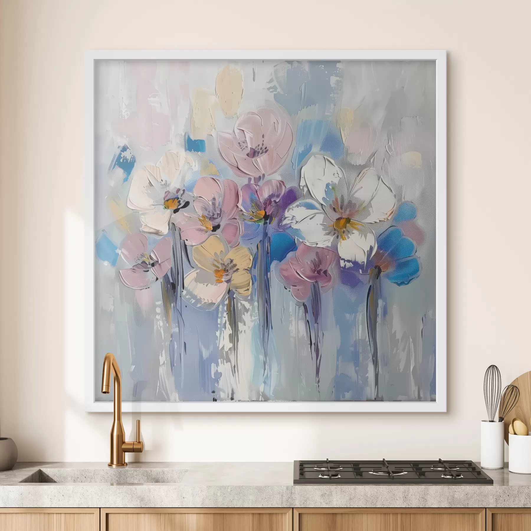 murales de pared Ramo pastel sobre azul f38643