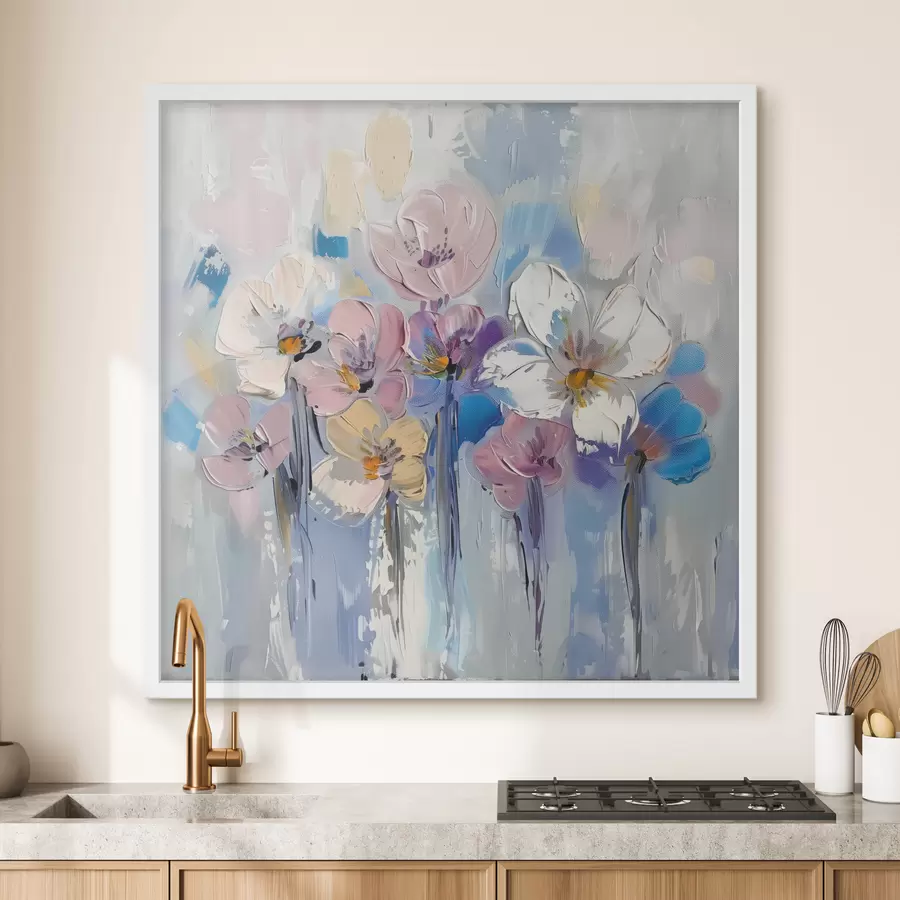 murales de pared Ramo pastel sobre azul f38643