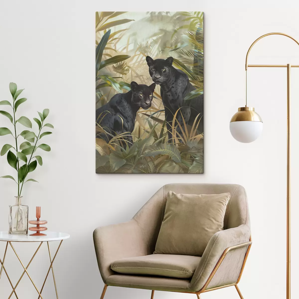 murales de pared Dos panteras en la jungla s38509