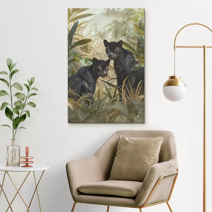 murales de pared Dos panteras en la jungla s38509