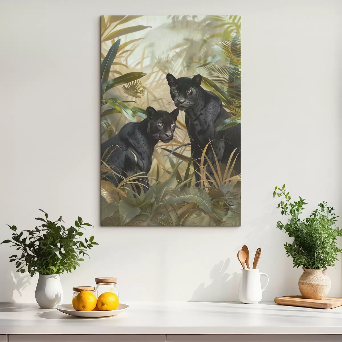 murales de pared Dos panteras en la jungla s38509