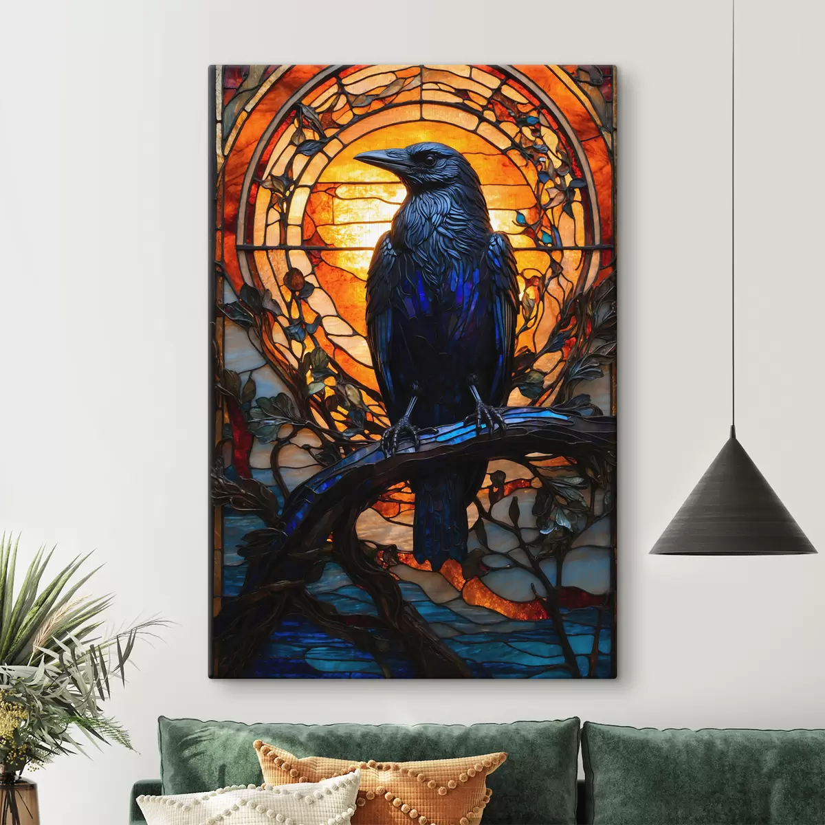 murales de pared Un cuervo en una rama s38591