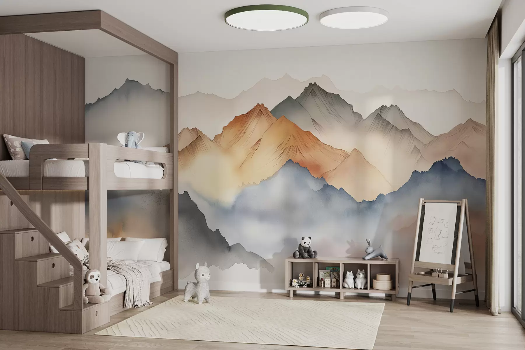 murales de pared Montañas de acuarela abstracta w00683