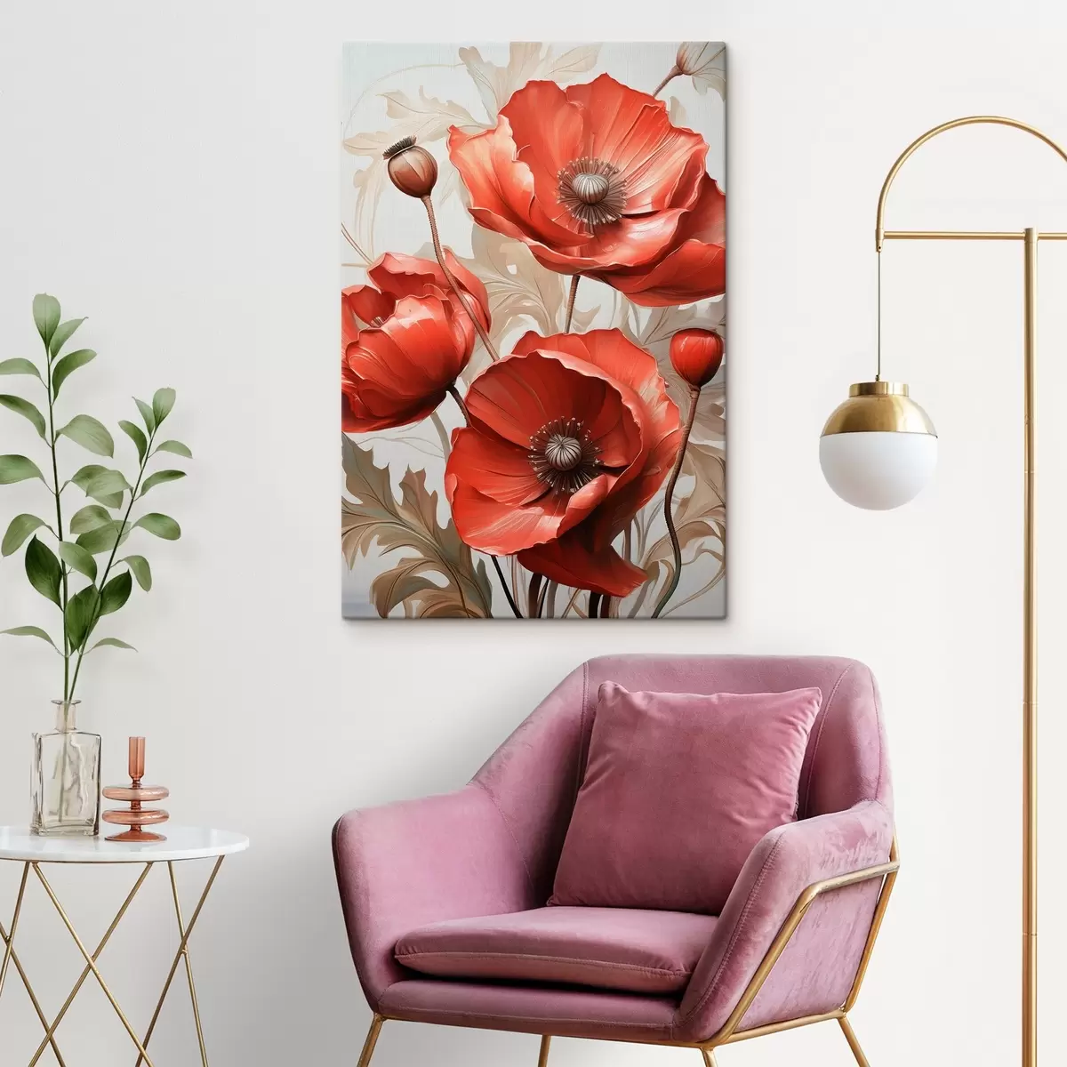 murales de pared Grandes amapolas rojas con pinturas al óleo. s38732