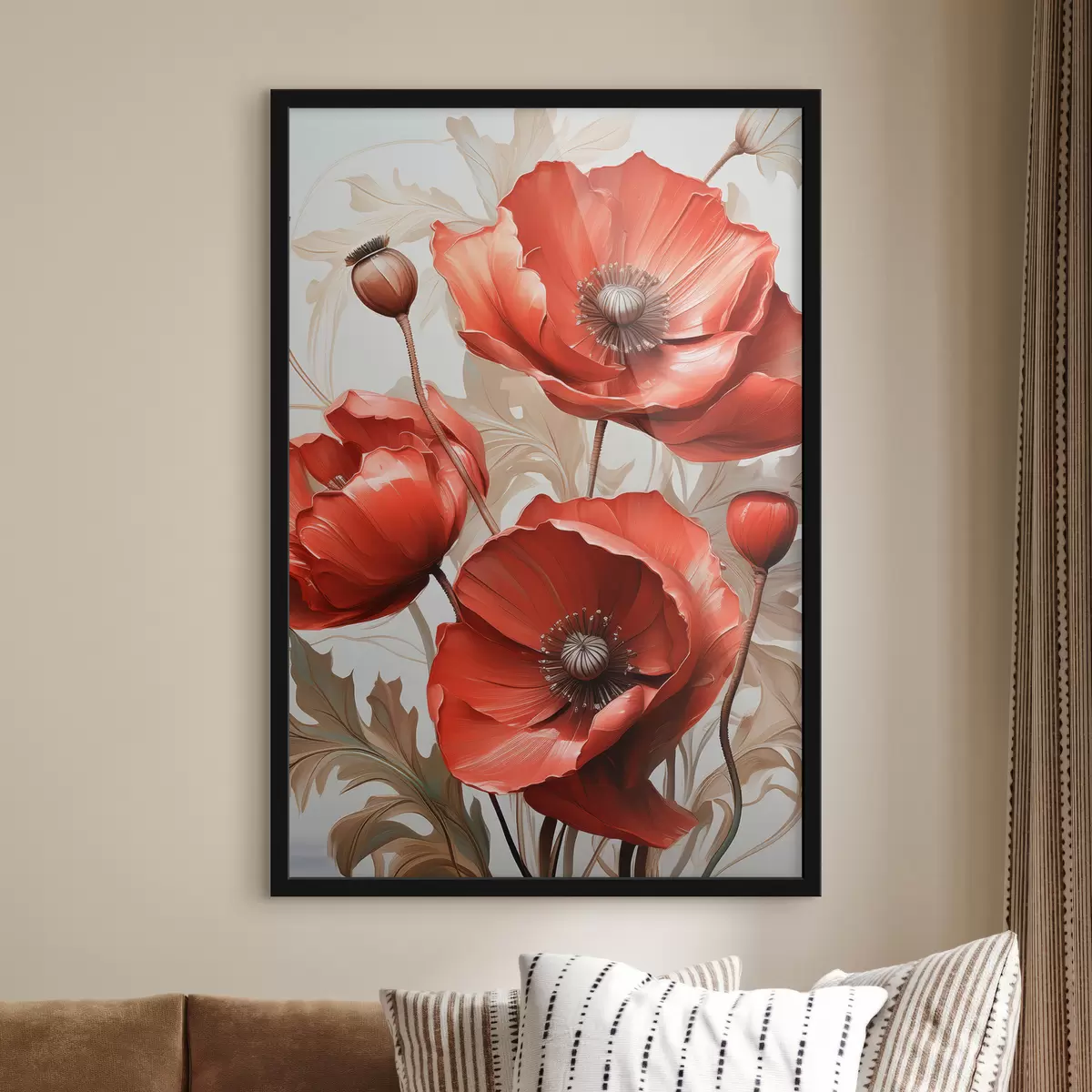 Poster Grandes amapolas rojas con pinturas al óleo. f38732