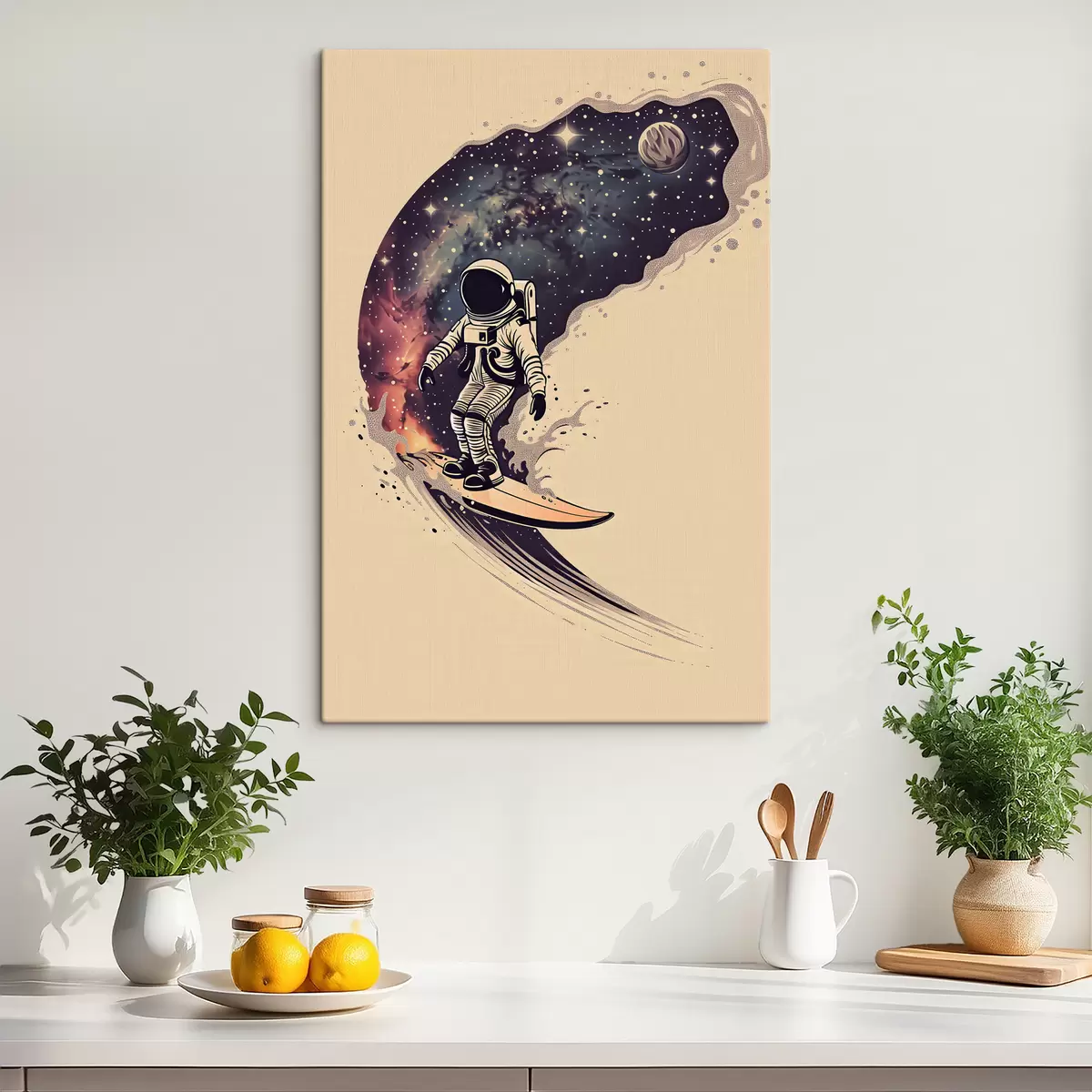 murales de pared surfista astronauta s38636