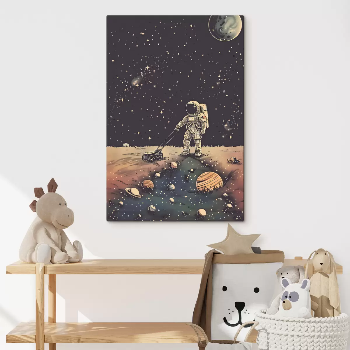 murales de pared Astronauta con cortadora de césped en el espacio s38637