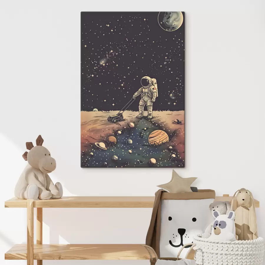 murales de pared Astronauta con cortadora de césped en el espacio s38637
