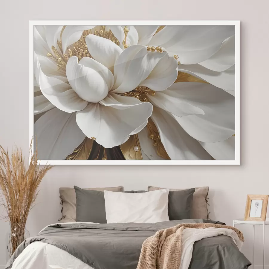 murales de pared Corazón de la flor blanca f38762