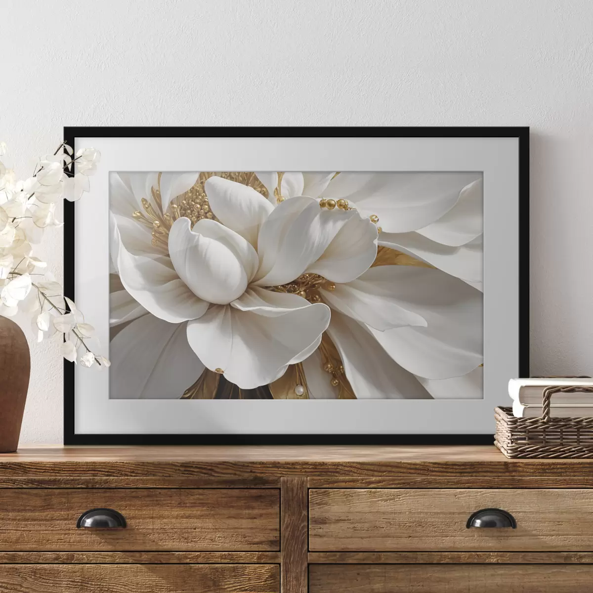 Poster Corazón de la flor blanca f38762
