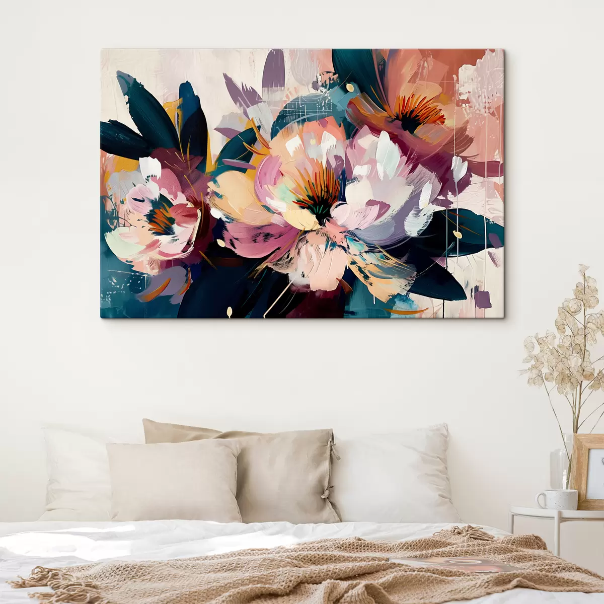 murales de pared Grandes flores pintadas al óleo. s38799