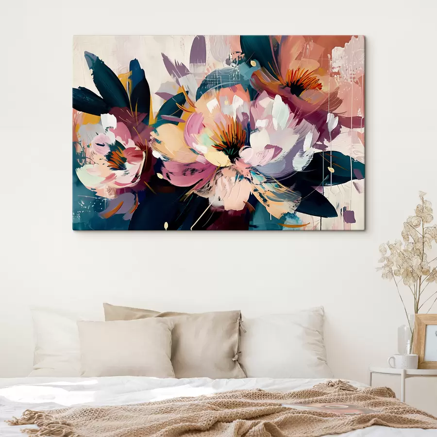 murales de pared Grandes flores pintadas al óleo. s38799