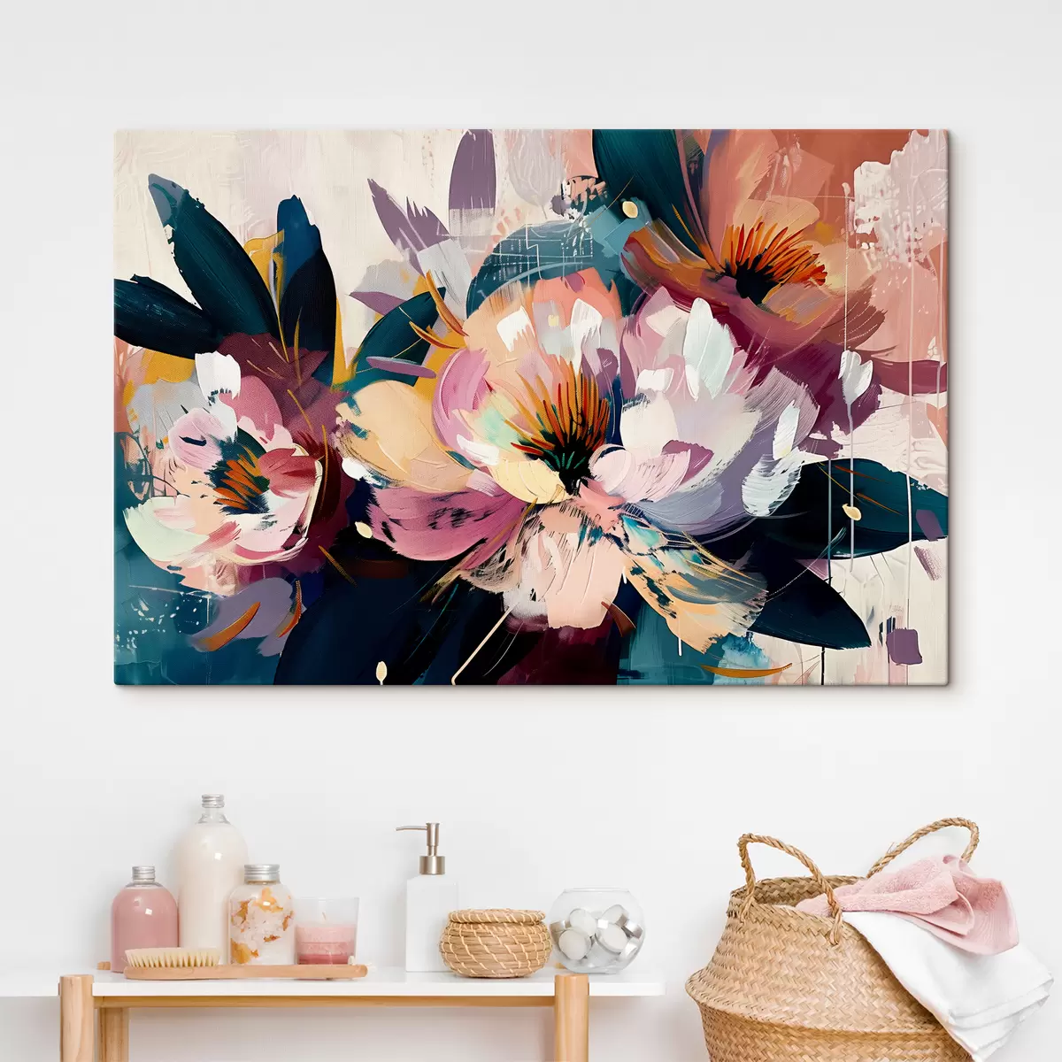 murales de pared Grandes flores pintadas al óleo. s38799