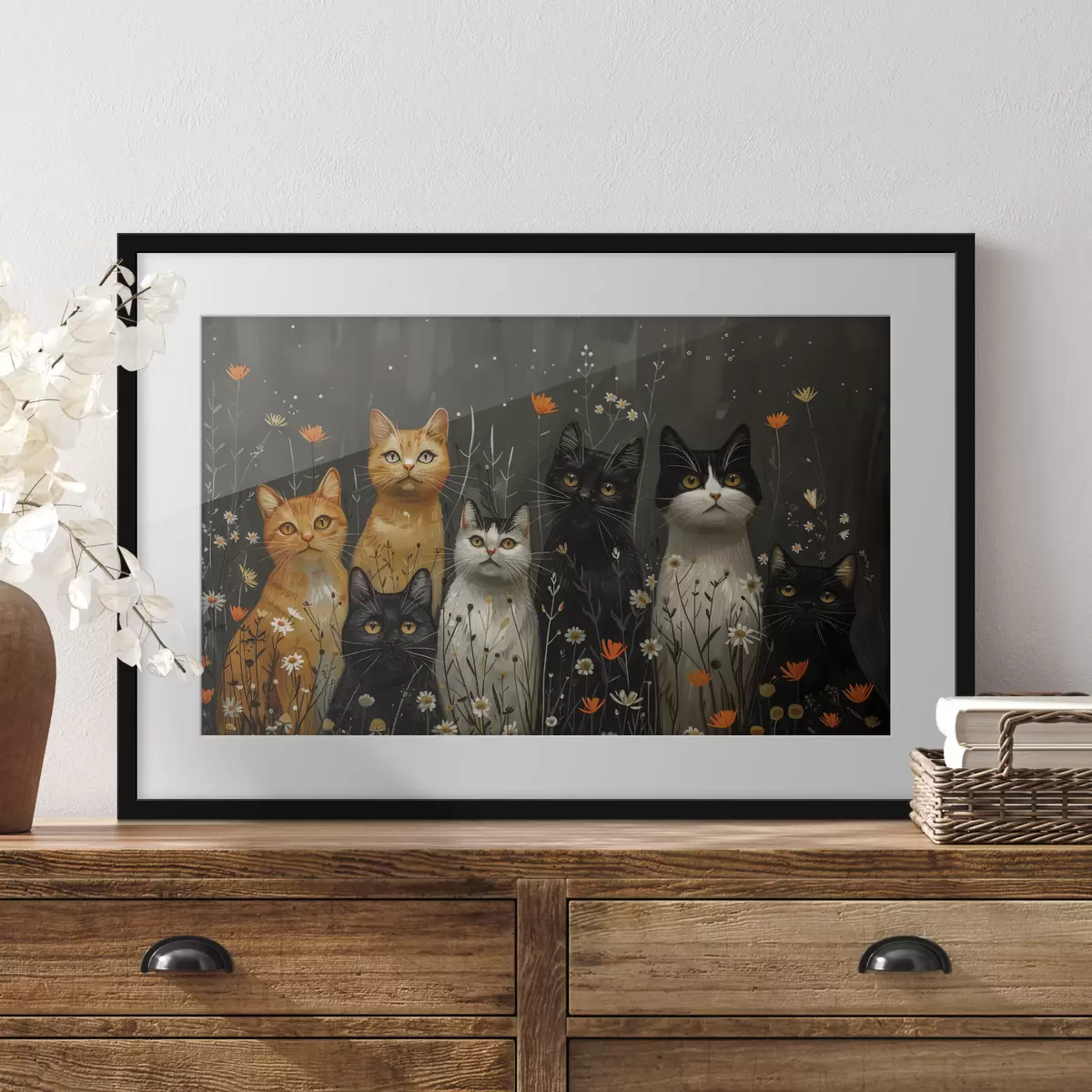Poster gatos en flores f38798