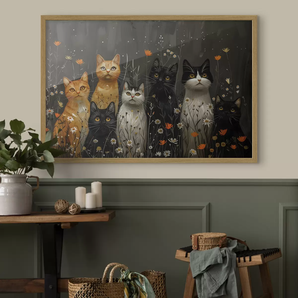 Poster gatos en flores f38798