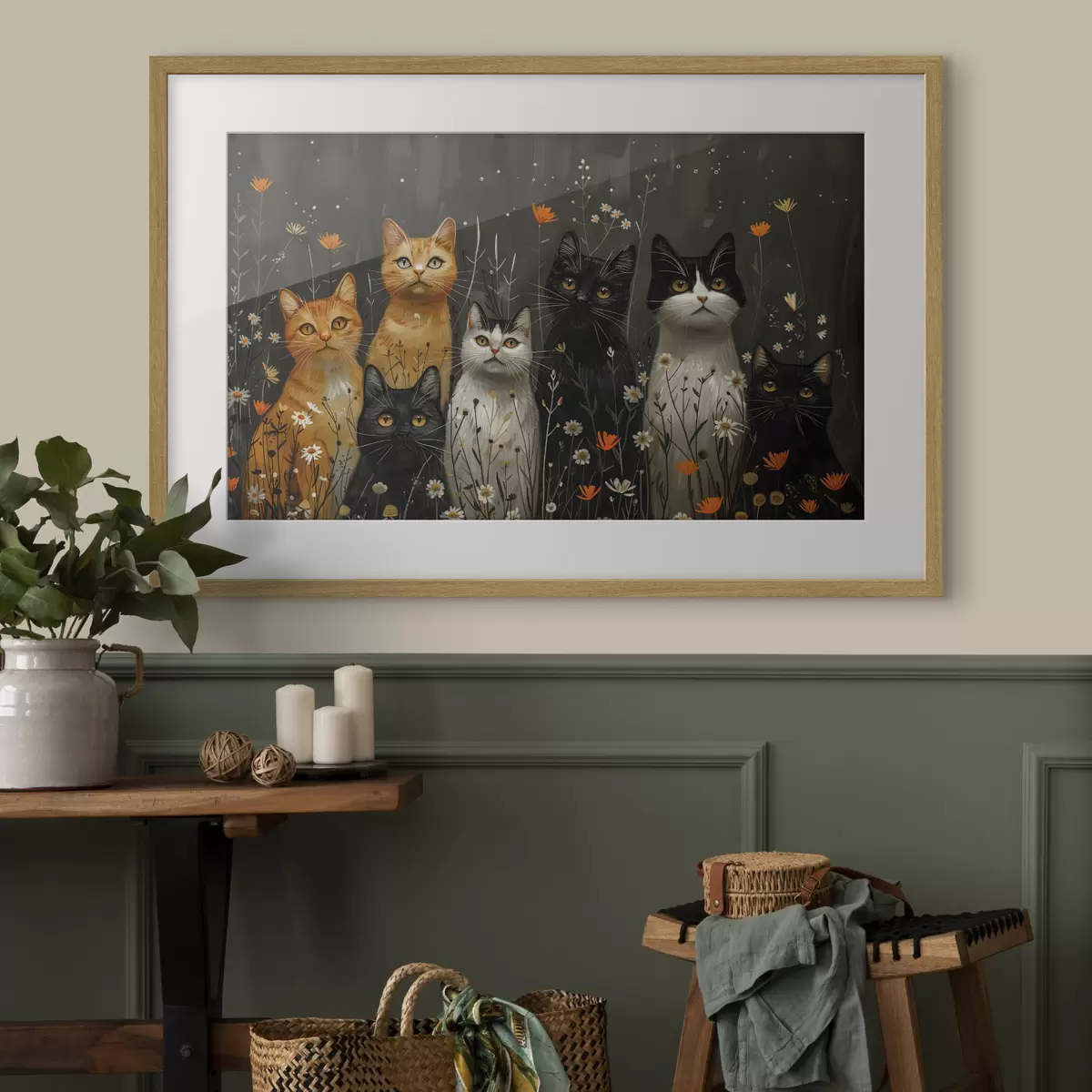 Poster gatos en flores f38798