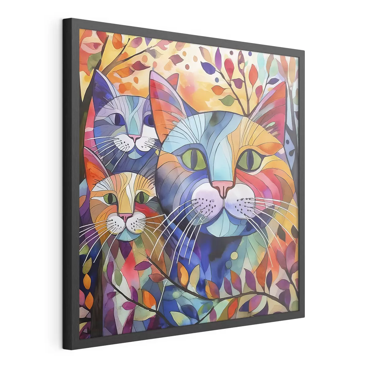 Poster Abstracción multicolor con gatos f38814