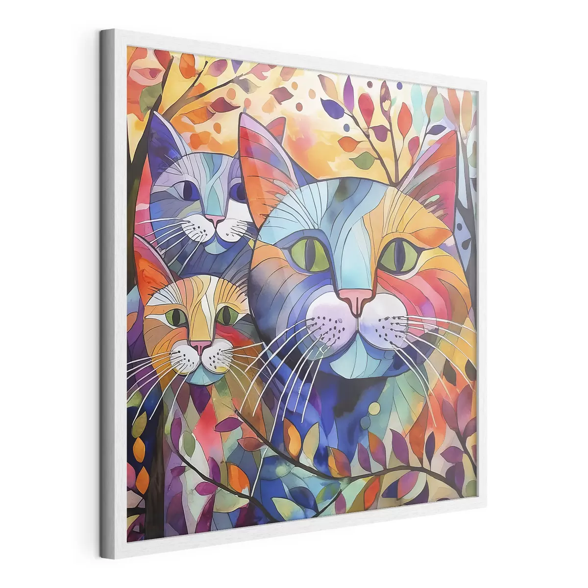 Poster Abstracción multicolor con gatos f38814