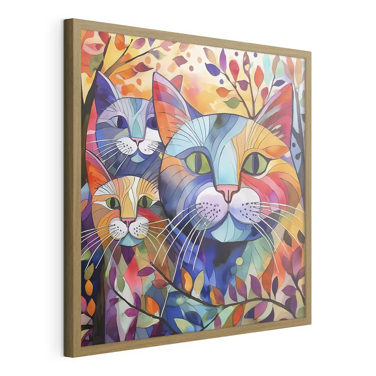 Poster Abstracción multicolor con gatos f38814
