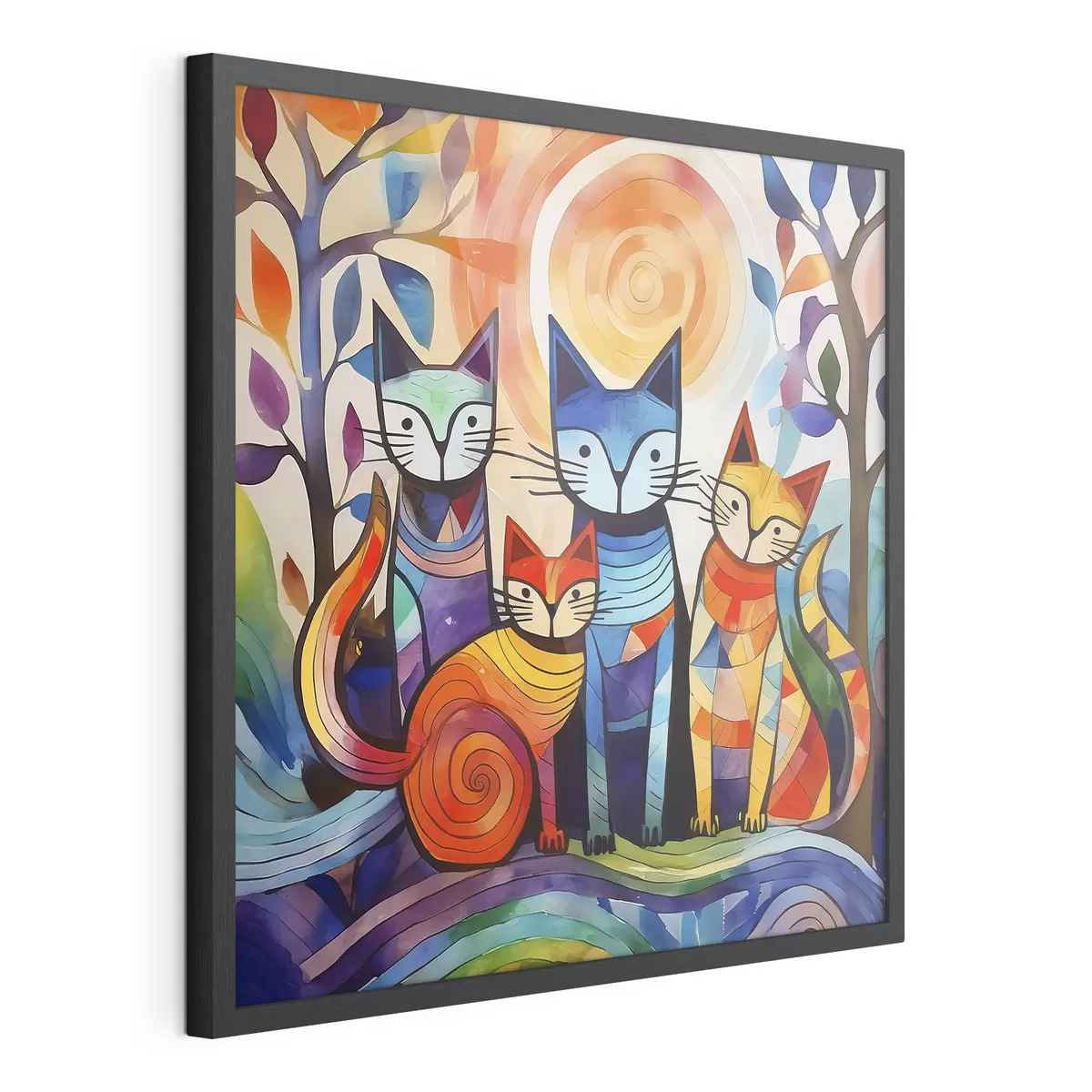 Poster Cuatro gatos en color f38815