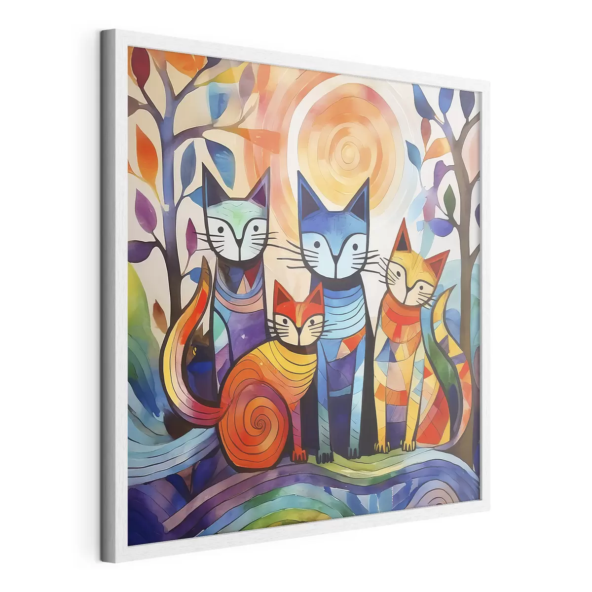 Poster Cuatro gatos en color f38815
