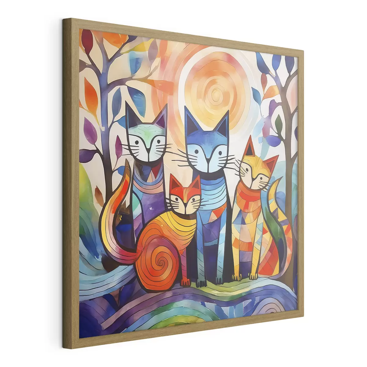 Poster Cuatro gatos en color f38815