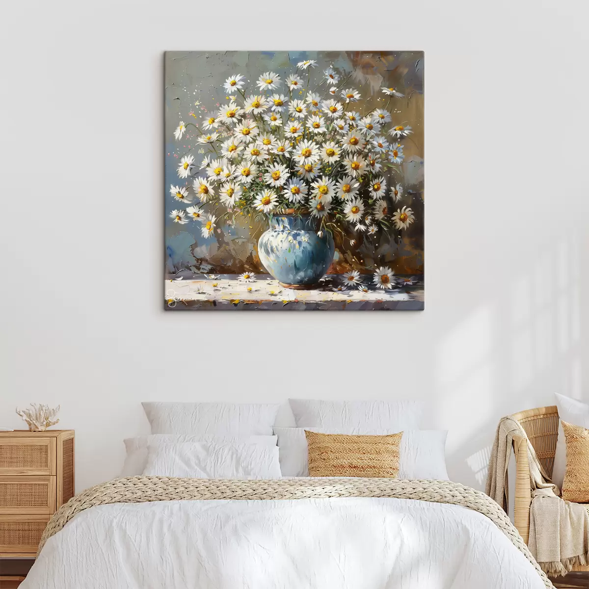 murales de pared Jarrón con margaritas sobre la mesa. s38707