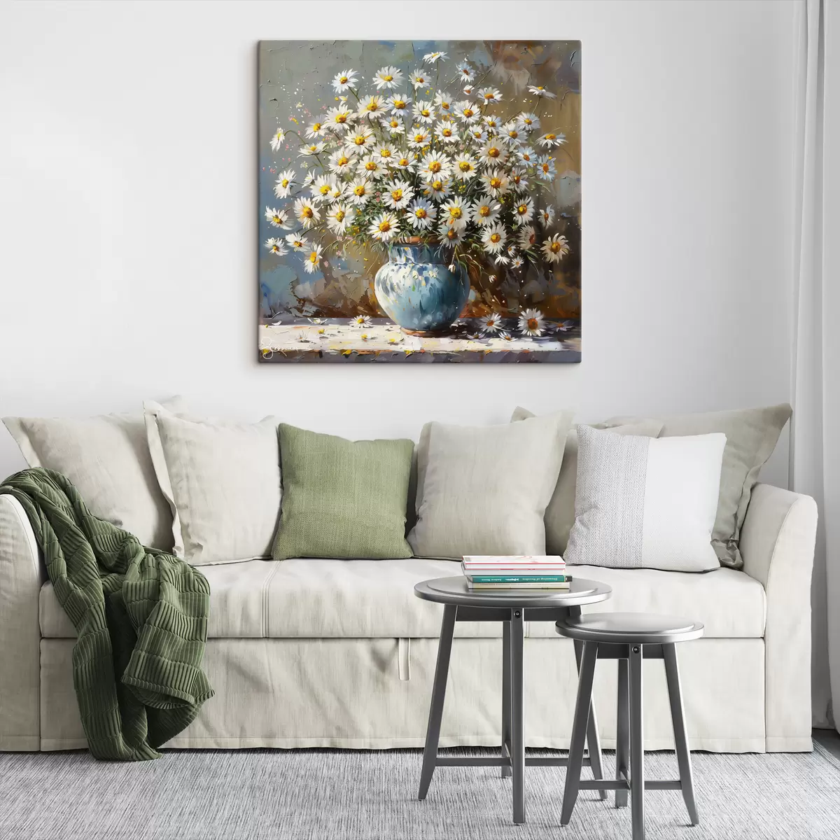 murales de pared Jarrón con margaritas sobre la mesa. s38707