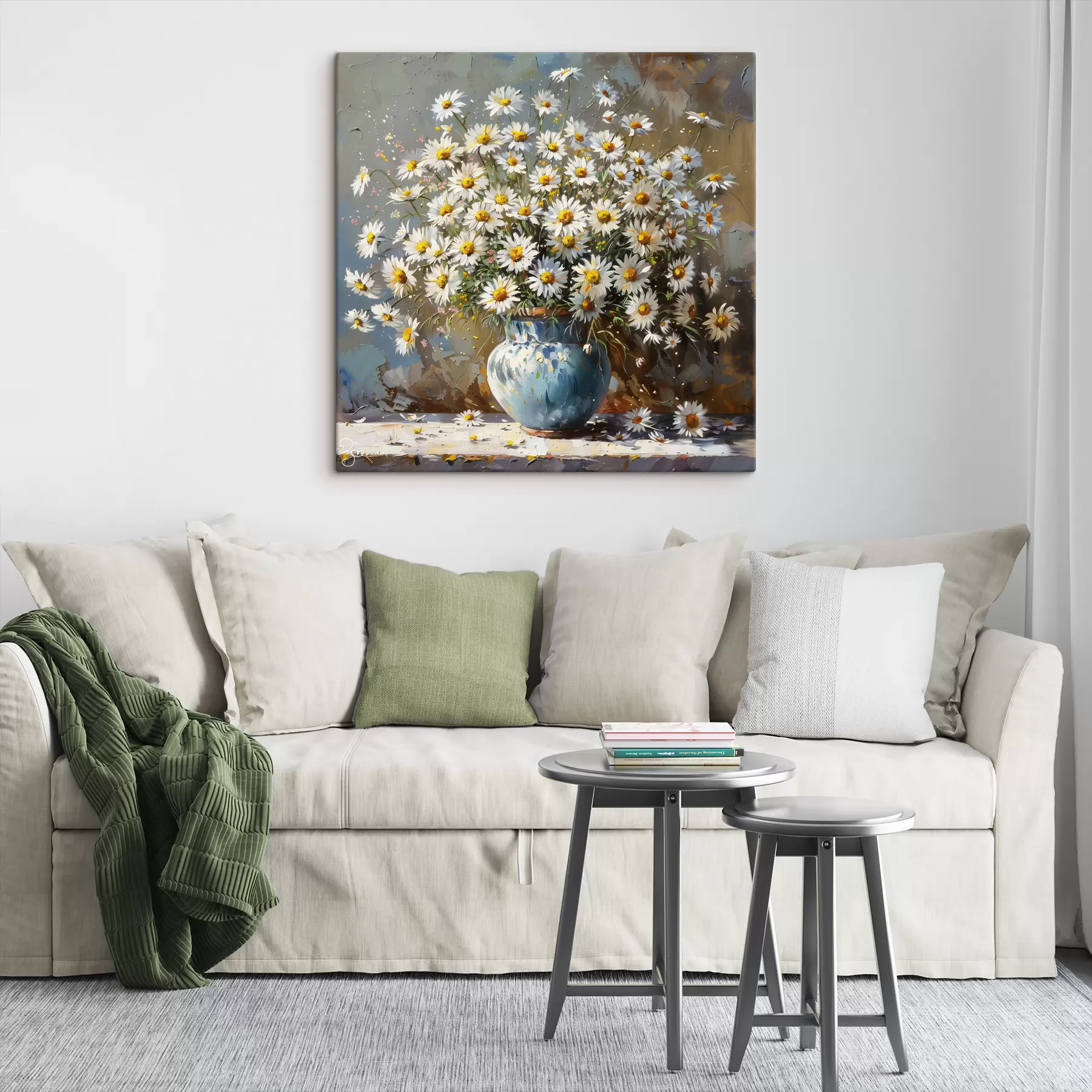 murales de pared Jarrón con margaritas sobre la mesa. s38707