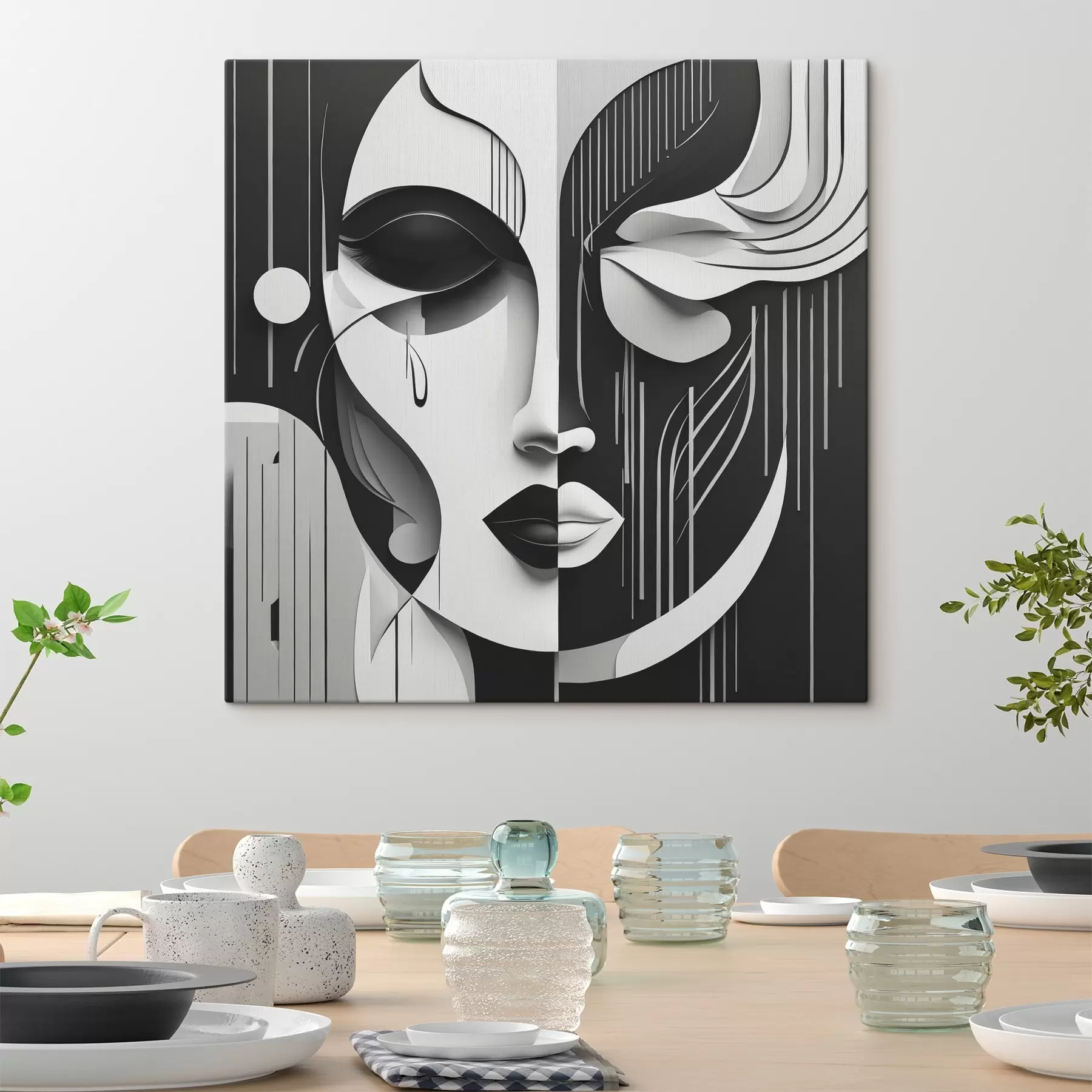 murales de pared Máscara en blanco y negro s38850