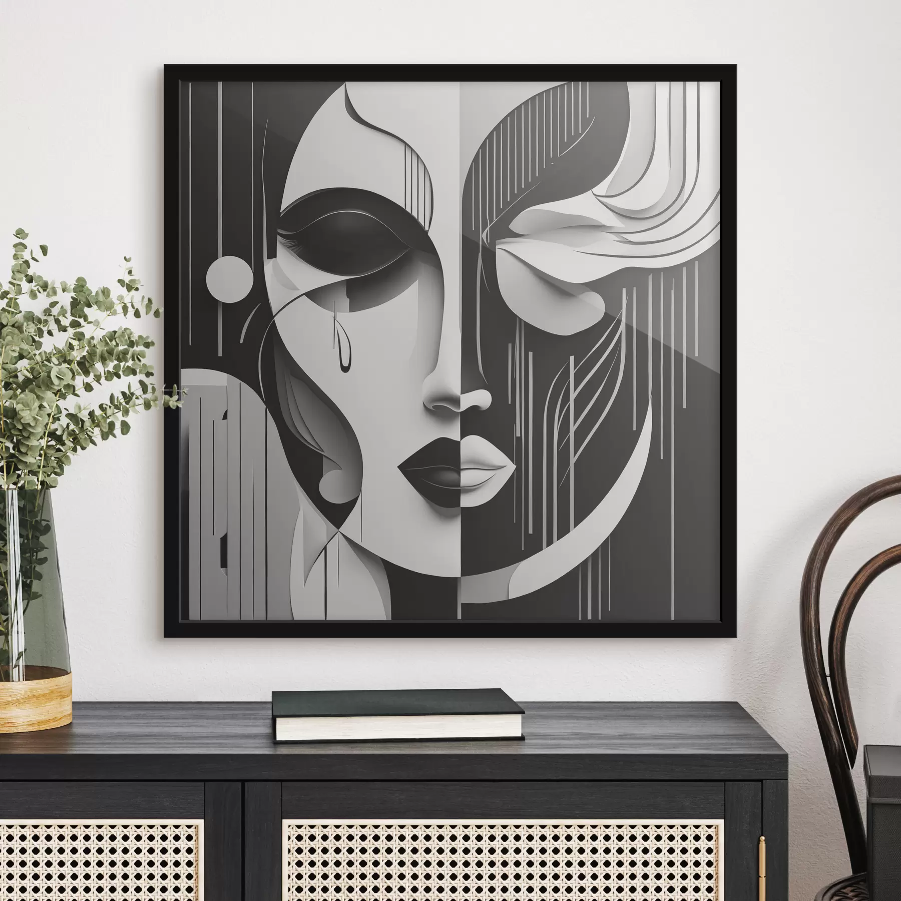 murales de pared Máscara en blanco y negro f38850