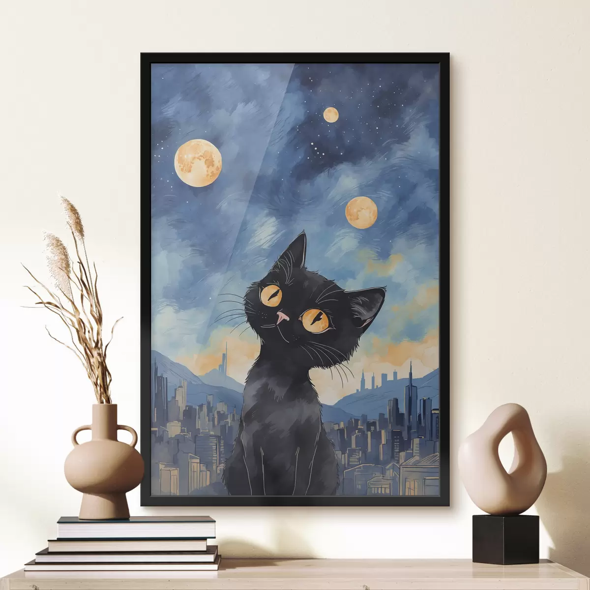 Poster Gato sobre un fondo de ciudad f38861