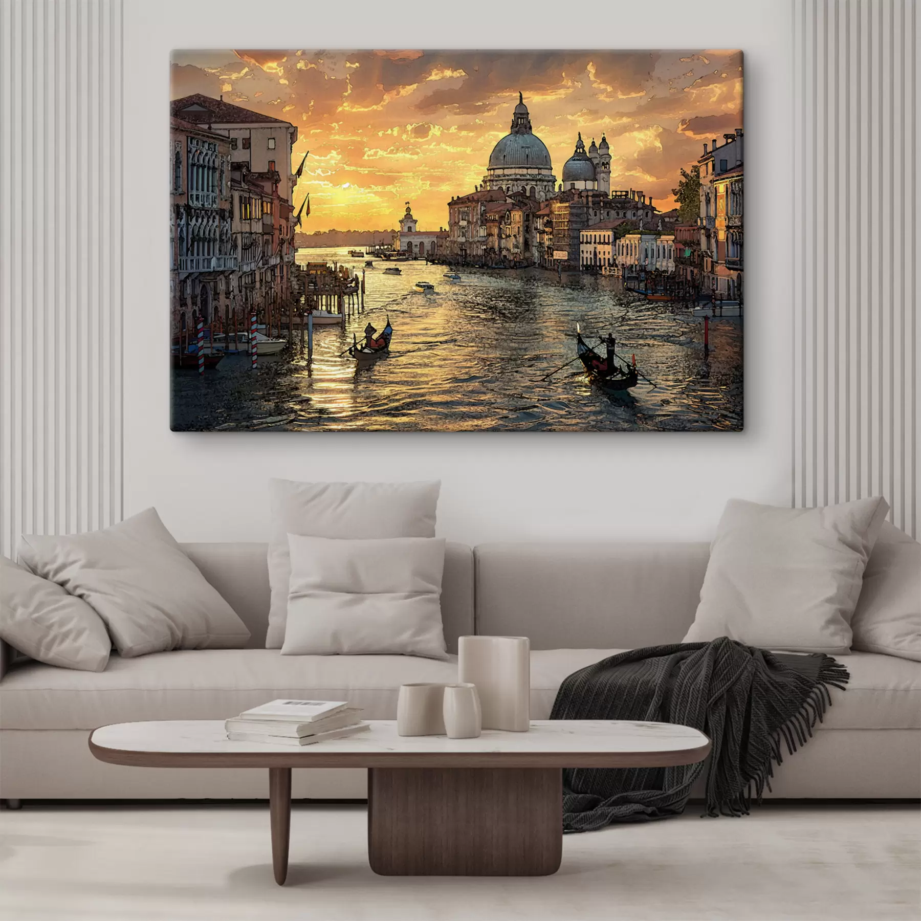 murales de pared Una pintura con vistas panorámicas del Gran Canal de Venecia, Italia, al atardecer. s38963