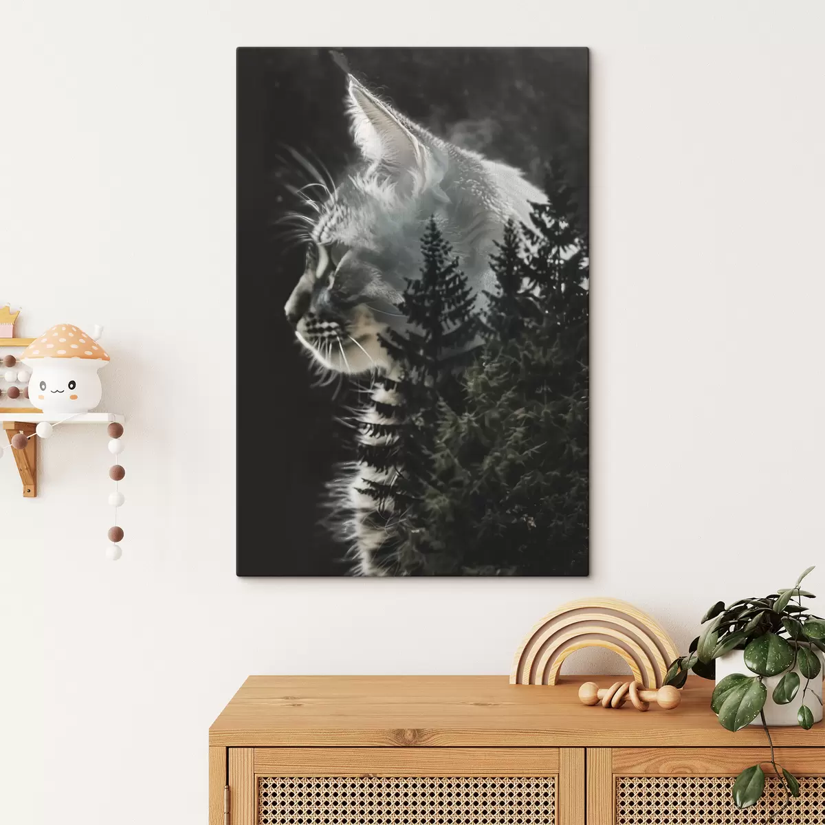 murales de pared Gato con árboles de Navidad s39028