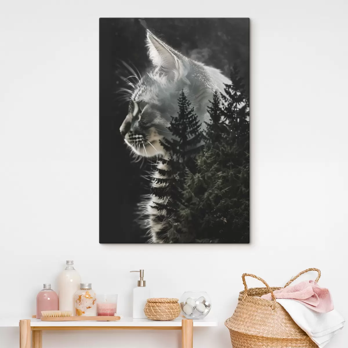 murales de pared Gato con árboles de Navidad s39028