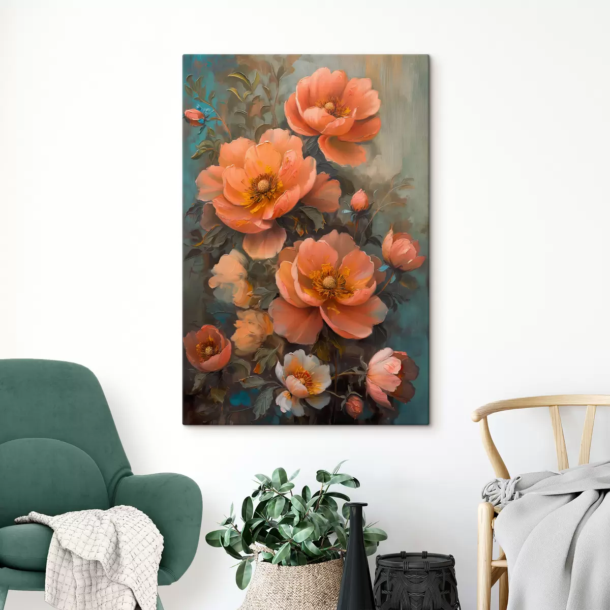 murales de pared Flores al oleo s38993