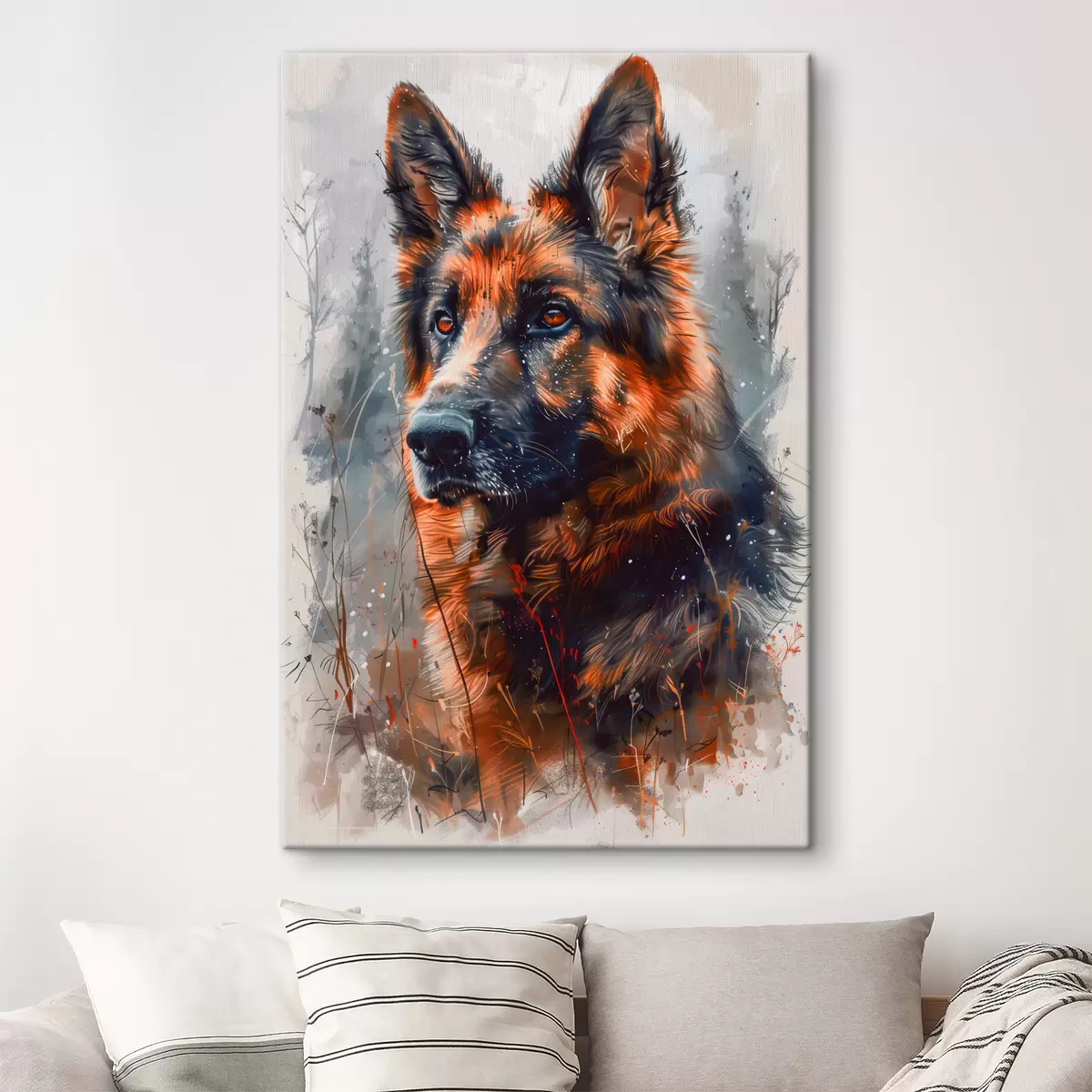 murales de pared Retrato de un perro pastor alemán s38995