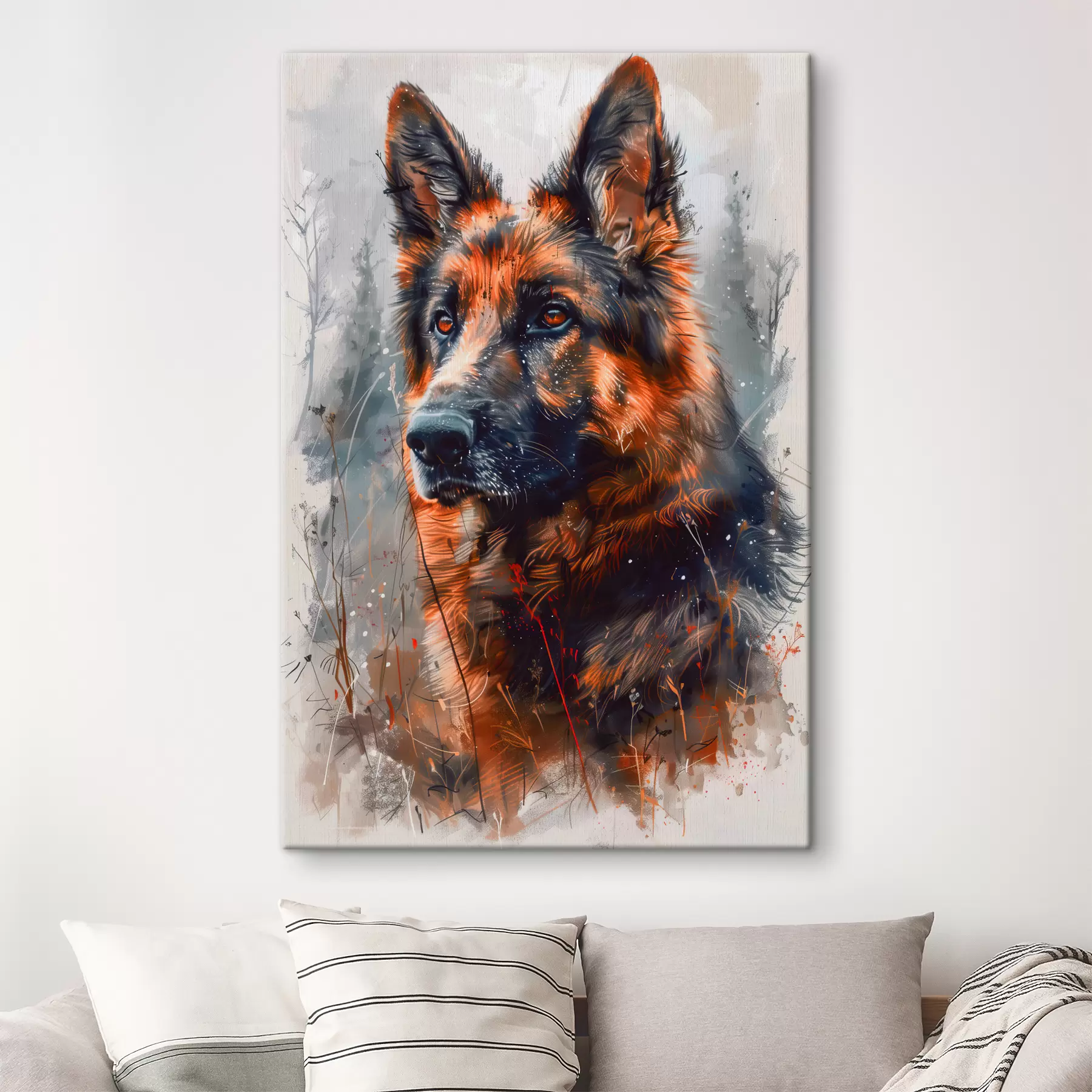murales de pared Retrato de un perro pastor alemán s38995