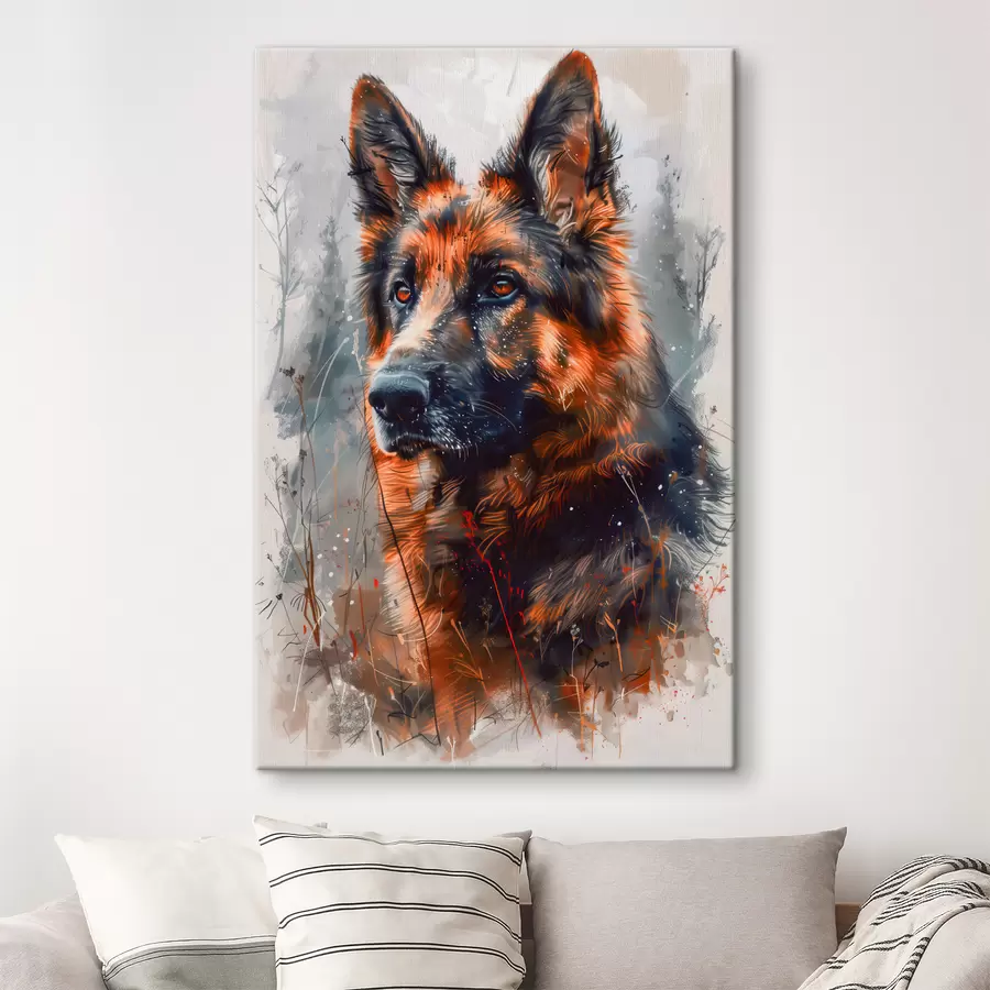 murales de pared Retrato de un perro pastor alemán s38995