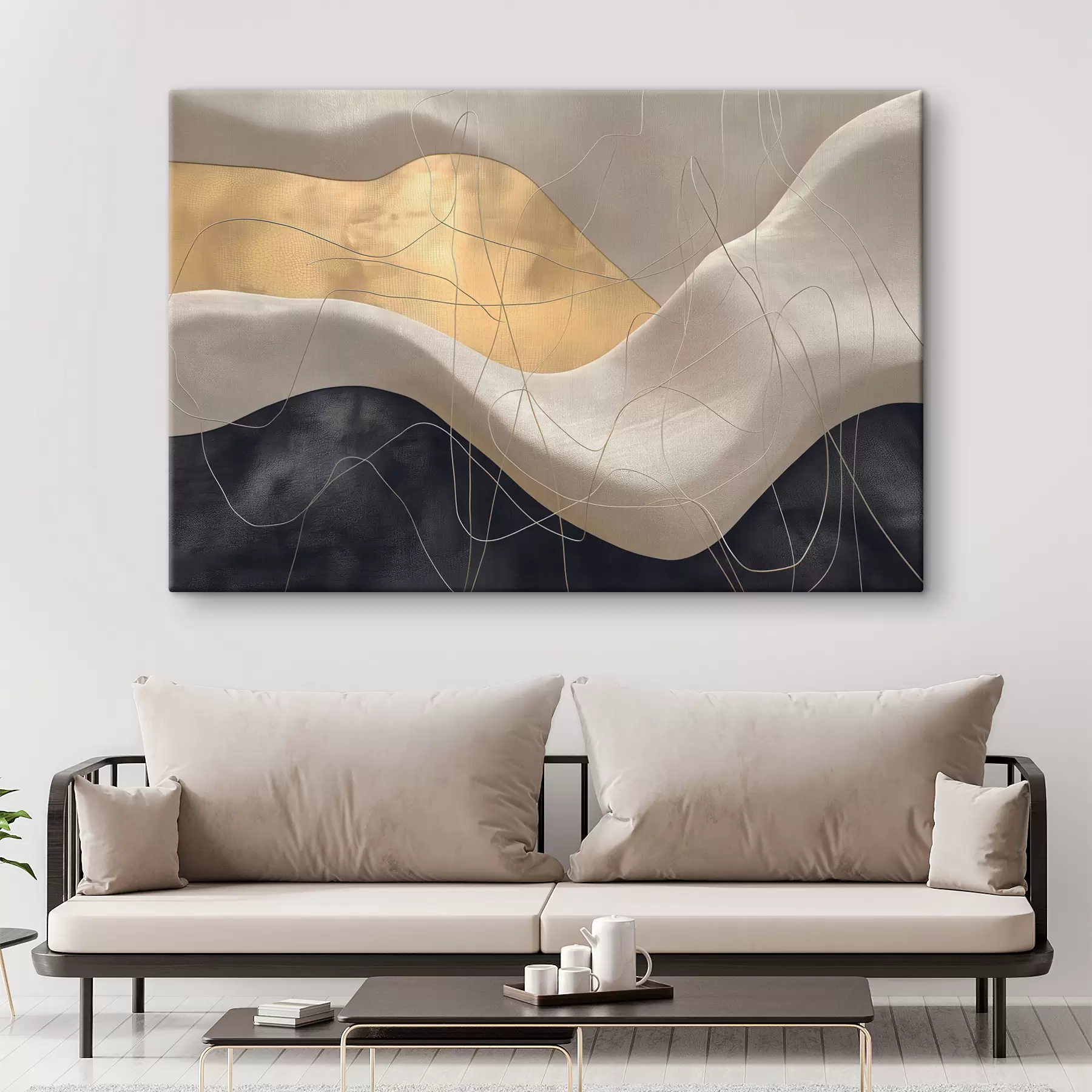 murales de pared Abstracción con ondas y líneas. s39053