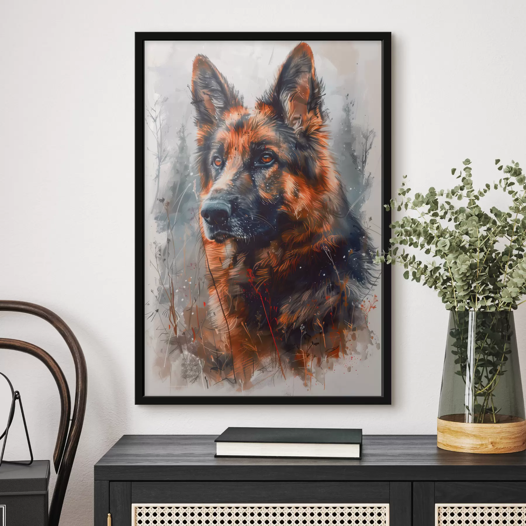 murales de pared Retrato de un perro pastor alemán f38995