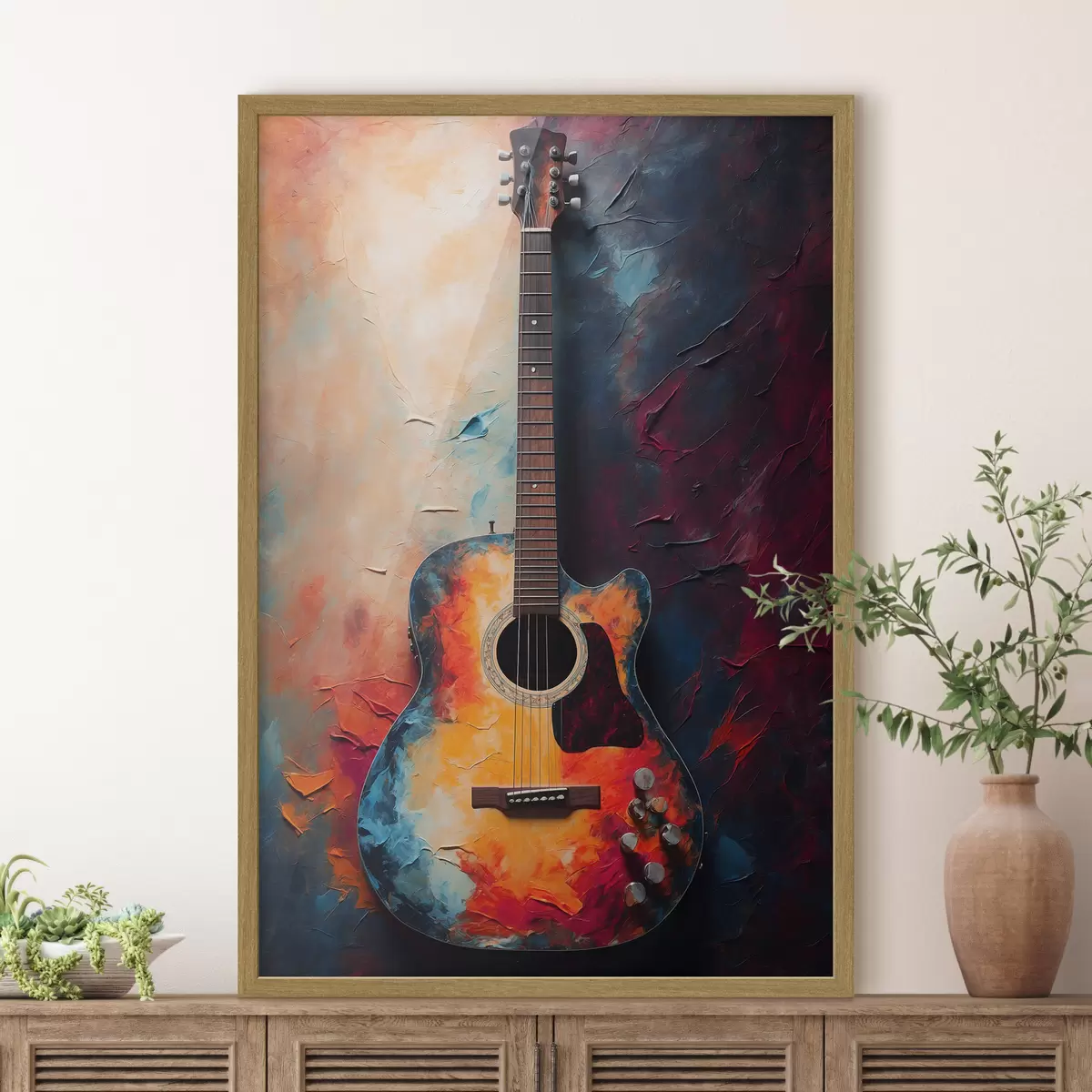 Poster Guitarra en colores vivos f39002